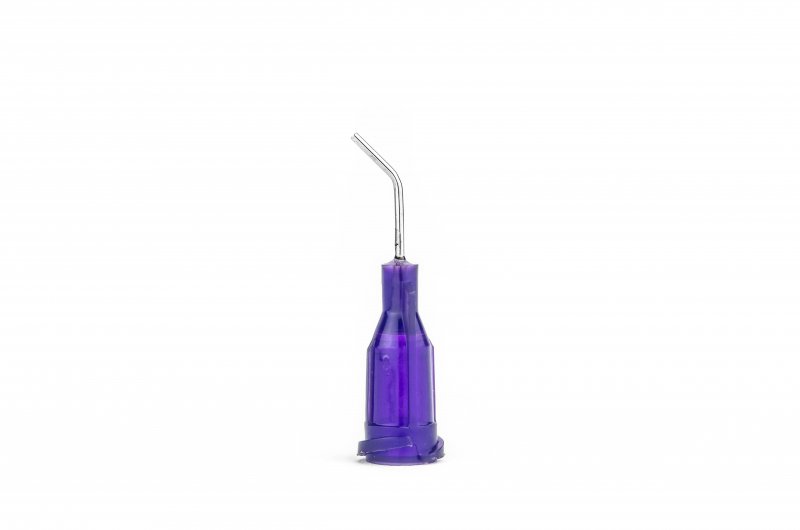 Stainless steel dispensing tip 45°, 12,7mm, purple 21G | hanak-trade.com